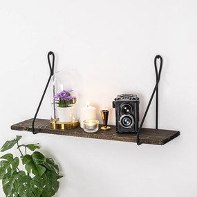 Prateleira de Parede Amaryllis – Preto e Nogueira Escura – 60x27x15 cm