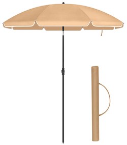 SONGMICS Guarda-sol de 2 m, Guarda-sol de Praia, FPS 50+, Proteção Solar, Dossel Octogonal Portátil de Poliéster, Varetas de Fibra de Vidro, Mecanismo de Inclinação, Bolsa de Transporte, para Jardim de Praia, Varanda e Piscina, Cinza-claro GPU65BRV1