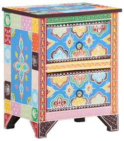 vidaXL Mesa de cabeceira pintada à mão 40x30x50 cm mangueira maciça