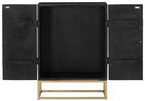 Aparador 55x34x75 cm madeira de mangueira maciça e ferro preto