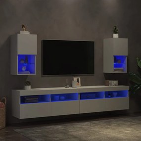 Móveis de TV c/ luzes LED 2 pcs 30,5x30x60 cm branco