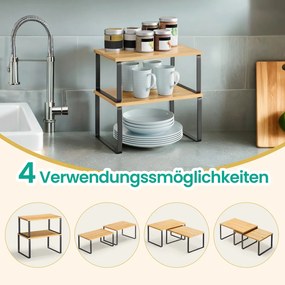 Conjunto de 2 Estante para cozinha, organizadores de cozinha preto-natural