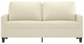Sofá de 2 lugares 140 cm couro artificial cor creme