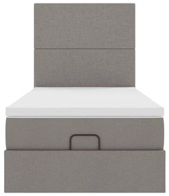 Cama otomana com colchão 100x200 cm tecido cinza