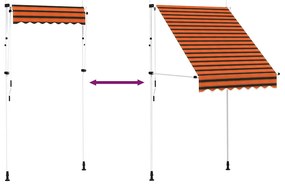 Toldo retrátil manual 150 cm laranja e castanho