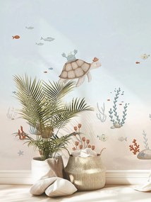 Papel de parede panorâmico Fundo do Mar, As Baleias, da LILIPINSO azul
