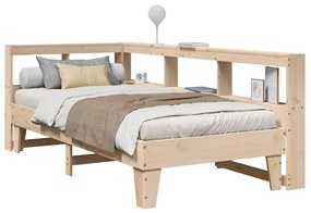 vidaXL Cama com estante sem colchão 90x190 cm pinho maciço
