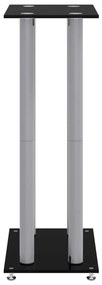 Suportes colunas 2 pcs vidro temperado 4 pilares preto/prateado