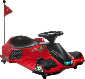 HOMCOM Go-kart Elétrico para Crianças 8-12 Anos Velocidade 3-8 km/h para Drifting com Luzes e Música, Vermelho | Aosom Portugal