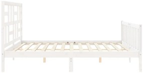Cama sem colchão 200x200 cm madeira de pinho maciça branco