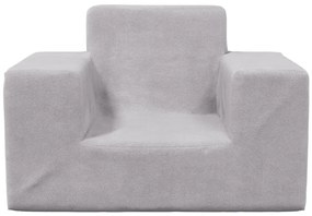 Sofá infantil pelúcia macia cinzento-claro