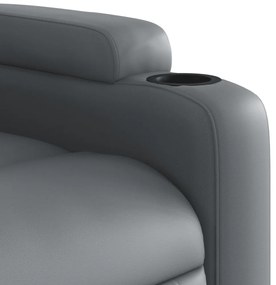 Poltrona reclinável elétrica couro artificial cinzento
