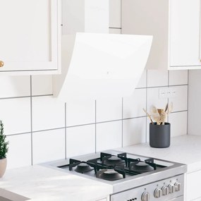 vidaXL Exaustor de parede 60 cm aço e vidro temperado branco
