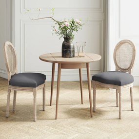 Conjunto de 2 cadeiras de sala de jantar (MESA NÃO INCLUIDA)- Cadeira de sala com medallão ao estilo Luís XVI - Madeira maciça esculpida, com acabamen