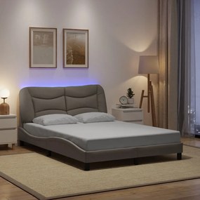 Estrutura de cama com LED sem colchão 140x200 cm tecido