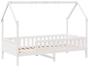 Cama infantil formato de casa 90x200 cm pinho maciço branco