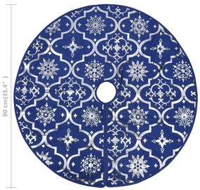 Saia de árvore de Natal luxuosa 90 cm com meia tecido azul