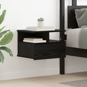 vidaXL Mesa de Cabeceira Flutuante Carvalho Preto 40x31x27 cm Madeira Engenheirada