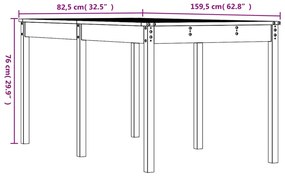 Mesa de jardim 159,5x82,5x76cm madeira de pinho maciça cinzento
