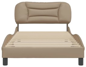 Estrutura cama cabeceira 100x200 cm couro artificial cappuccino