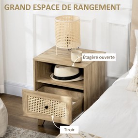 Mesa de cabeceira com gaveta 45 x 39 x 56,5 cm, porta com encadeado e compartimento aberto estilo vintage natural