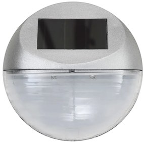 Candeeiro de parede solar LED exterior 12 pcs prateado redondo