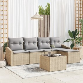 vidaXL Conjunto de Sofás de 6 Peças com Almofadas Pretas de Polirattan