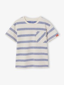 T-shirt grossa com efeito de favos para menino   riscas brancas