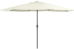 Guarda-sol de jardim com poste de metal 390 cm branco areia