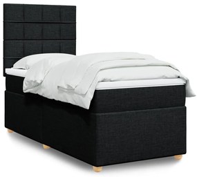 vidaXL Cama com molas/colchão 100x200 cm tecido preto