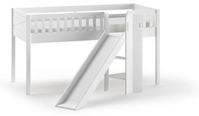 Conjunto cama Infantil SCOTT + escorrega + cortina de brincar BIRDY + Túnel + 3 bolsos de arrumação Branca