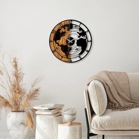Relógio de Parede Decorativo Mas-041 – Nogueira e Preto – 56 x 3 x 56