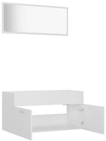 2 pcs conjunto de móveis de casa de banho contraplacado branco