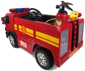 Camião de bombeiros Carro elétrico para crianças 12v, módulo de música, assento de couro, pneus de borracha EVA