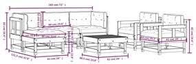 7 pcs conjunto lounge de jardim com almofadões madeira maciça