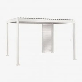 Pérgola Bioclimática De Alumínio Com Lâminas E Painel Druvia Gardénia Branco & Pérgula De 3x4x2,6 M Com 1 Painel De 92,5 Cm - Sklum