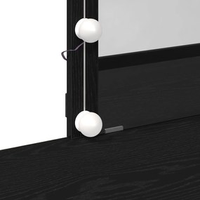 Mesa de Maquiagem com Espelho e Luzes LED Madeira de Carvalho Preto
