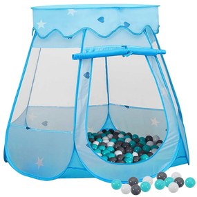 Tenda de brincar infantil com 250 bolas 102x102x82 cm azul