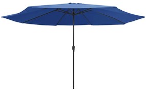 Guarda-sol de jardim com poste de metal 390 cm azul-ciano
