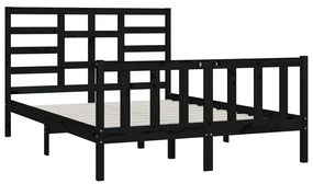 Estrutura de cama king 150x200 cm madeira maciça preto