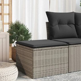 vidaXL Banco de jardim com almofadão 55x55x37 cm vime PE cinzento