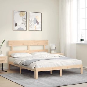 vidaXL Estrutura de cama King Size com cabeceira madeira maciça