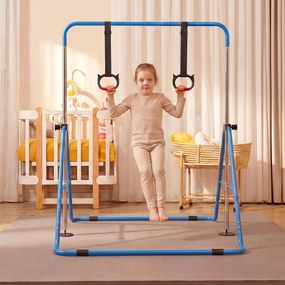 Barra de Ginástica para Crianças, 111,5 x 144,5 x 132 cm, Ajustável em 4 Níveis de Altura, Azul-escuro