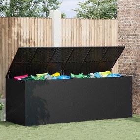 vidaXL Caixa para almofadões de jardim 291x100,5x104 cm vime PE preto