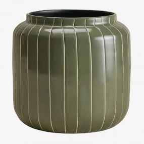Vaso Em Ferro Bieberlis ↑20 Cm & Verde Azeitona Intenso - Sklum