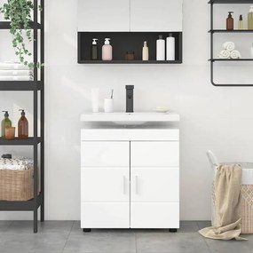 vidaXL Gabinete para lavatório de banheiro com porta Branco brilhante