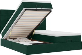 vidaXL Estrutura de cama otomana com colchão verde escuro veludo