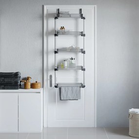 vidaXL Organizador de porta com 5 prateleiras 52x20x135 cm alumínio