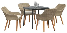Conjunto de Jantar de Jardim 5 Peças Bege em Rattan Sintético