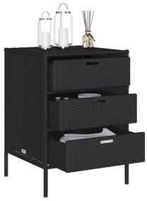 Armário de arrumação para jardim 55x59x80 cm vime PE preto